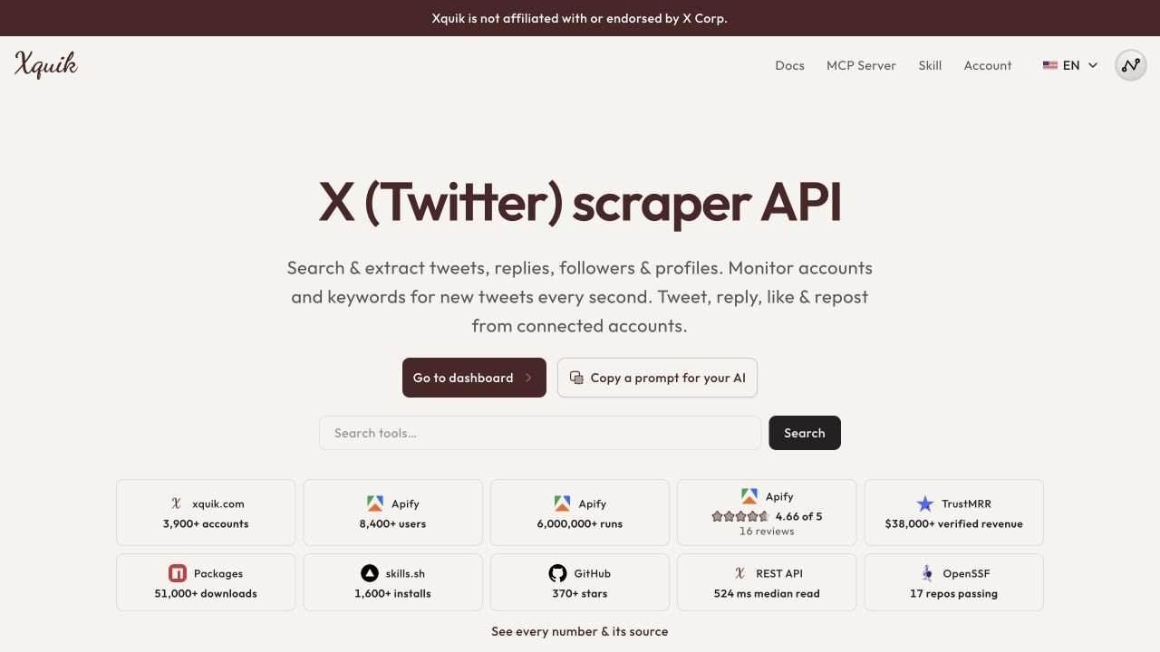 Xquik product screenshot 1